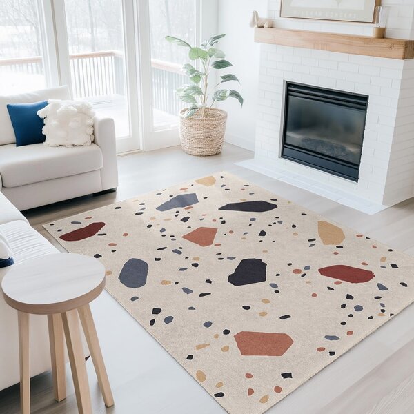 Krem periv tepih 120x180 cm Cracked Terrazzo – Mila Home
