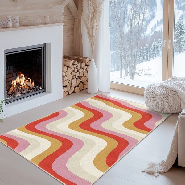 Žuta /ružičasta periva staza 60x230 cm Creamy Raspberry Swirl – Mila Home