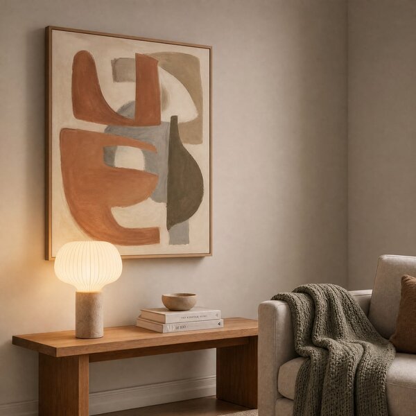 Lucande Eloise stolna lampa, 42 cm, bijela, tkanina/beton, E27, Bijela, Dnevni boravak/blagovaonica, Tkanina / tekstil