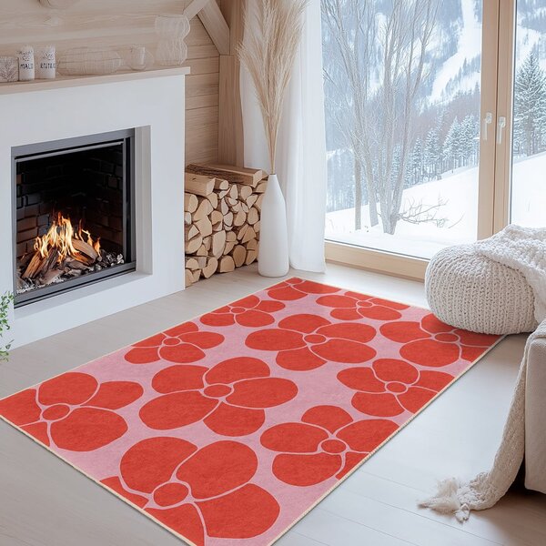 Crvena/ružičasta periva staza 60x230 cm Poppy Fields – Mila Home