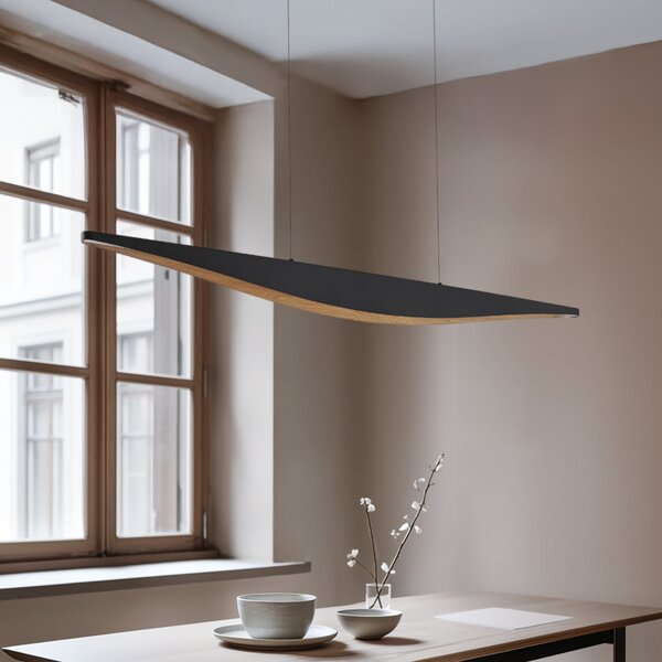 Lucande LED viseća svjetiljka Clavit, crna, 140 cm, prigušljiva, prigušiva, Crno, Dnevni boravak/blagovaonica, Metal