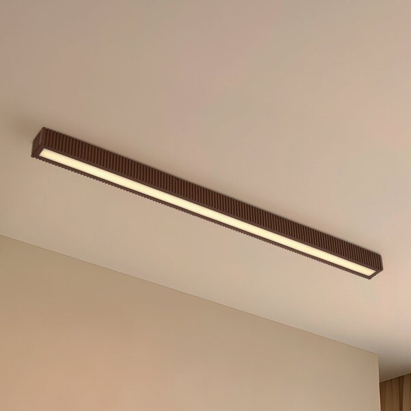 Lucande LED stropna svjetiljka Emara, tamno drvo, hrast, prigušljiva, prigušiva, Drvo, Dnevni boravak/blagovaonica, Drvo