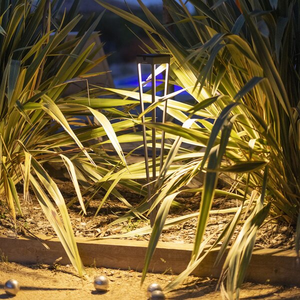 Les Jardins Tinka LED solarna svjetiljka, siva, 90 cm, uzemljeni šiljak, prigušiva, Sivo, Metal, Vanjski reflektor/šiljak za tlo