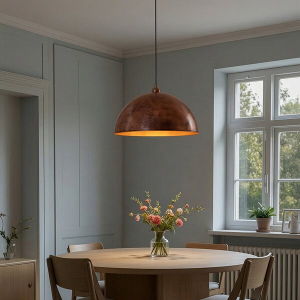 ROYALTECH Viseća lampa Casimir, bakar brunirani, Ø 50 cm, metal, E27, prigušiva, Bakar, Dnevni boravak/blagovaonica, Metal