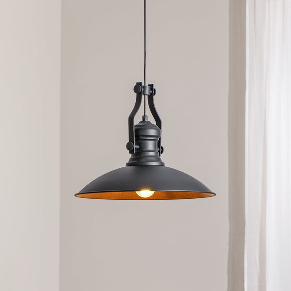 ROYALTECH Fimda visilica, crna, Ø 41 cm, metal, E27, prigušiva, Crno, Dnevni boravak/blagovaonica, Metal