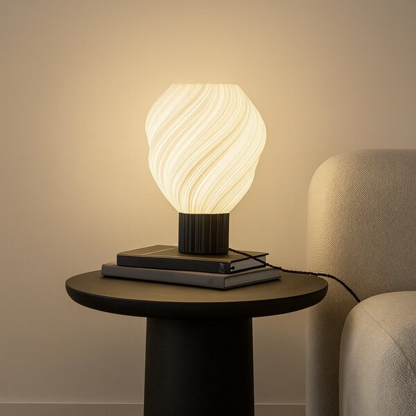 Lindby stolna lampa Nuvia, visina 39,1 cm, bijela, 3D printanje, Bijela, Dnevni boravak/blagovaonica, Plastika