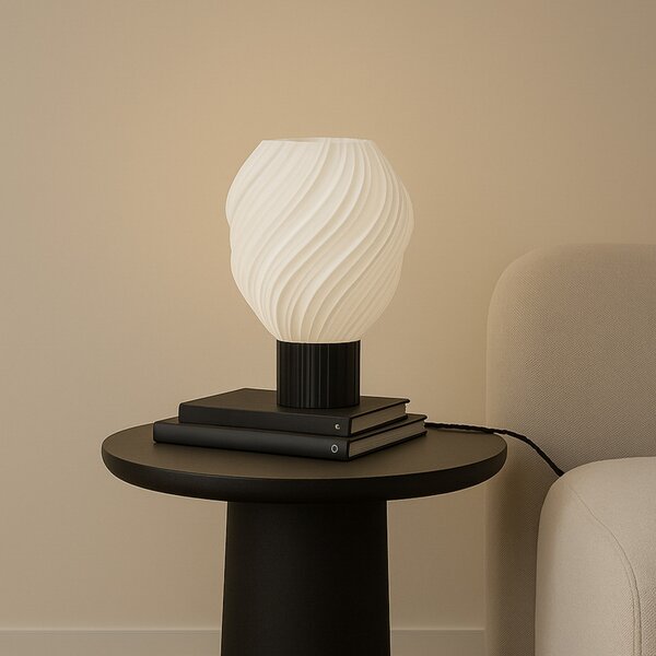 Lindby stolna lampa Nuvia, visina 39,1 cm, bijela, 3D printanje, Bijela, Dnevni boravak/blagovaonica, Plastika