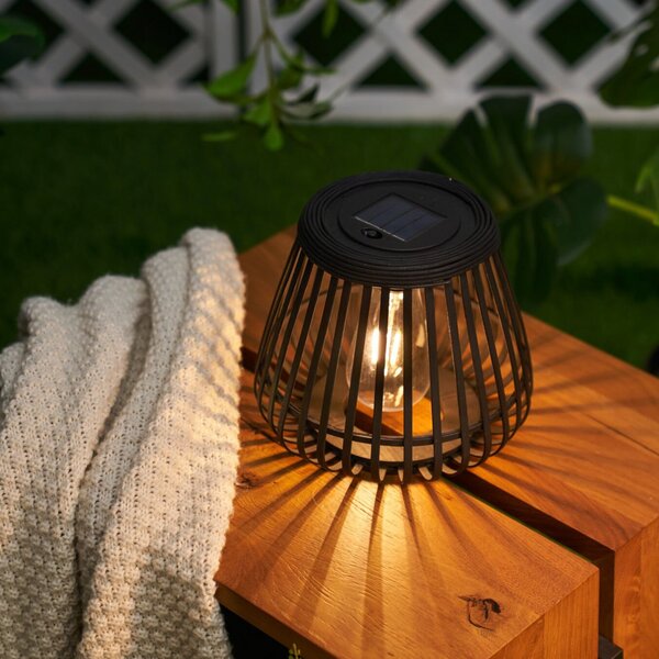 Pauleen SUNSHINE GLIMMER LED solarna stolna lampa, crna, IP44, Crno, Bambus
