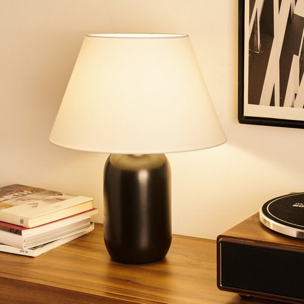 Pauleen Stolna lampa MYSTIC SHINE, bijela/crna, visina 45 cm, Bijela, Dnevni boravak/blagovaonica, Tkanina / tekstil