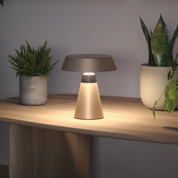 Paulmann Lirox LED punjiva stolna lampa, bež/crna, 20 cm, IP44, prigušiva, Bež, Dnevni boravak/blagovaonica, Metal