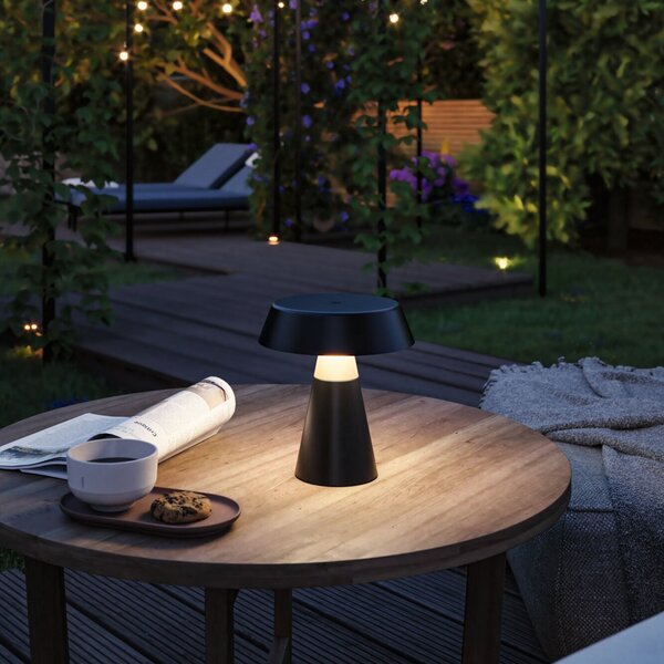 Paulmann Lirox LED punjiva stolna lampa, crna/bež, 20 cm, IP44, prigušiva, Crno, Dnevni boravak/blagovaonica, Metal