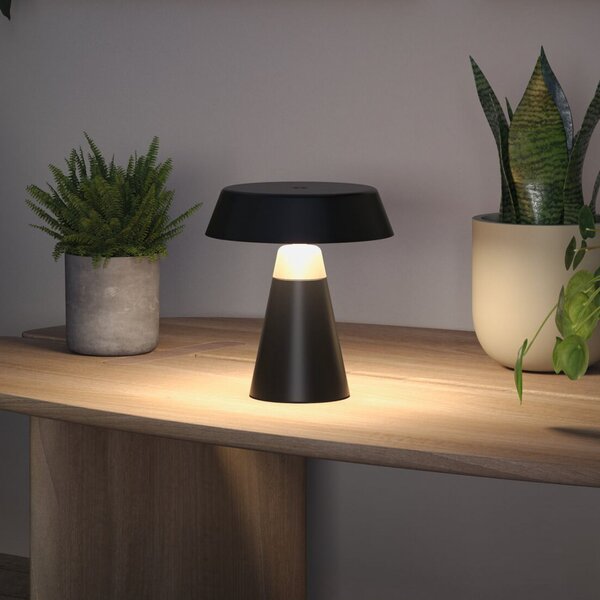 Paulmann Lirox LED punjiva stolna lampa, crna/bež, 20 cm, IP44, prigušiva, Crno, Dnevni boravak/blagovaonica, Metal