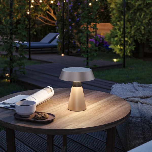 Paulmann Lirox LED punjiva stolna lampa, bež/crna, 20 cm, IP44, prigušiva, Bež, Dnevni boravak/blagovaonica, Metal