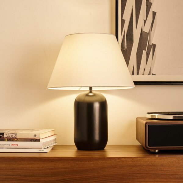 Pauleen Stolna lampa MYSTIC SHINE, bijela/crna, visina 45 cm, Bijela, Dnevni boravak/blagovaonica, Tkanina / tekstil