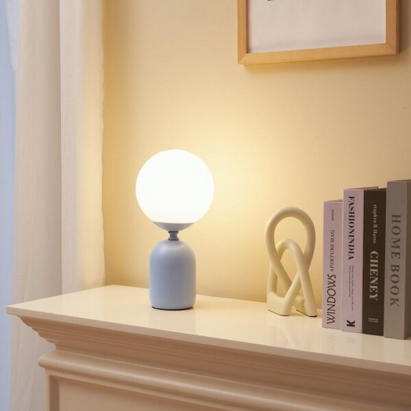 Pauleen Stolna lampa GLOWING CHARM, plava, visina 30 cm, Sivo, Dnevni boravak/blagovaonica, Staklo, Metak