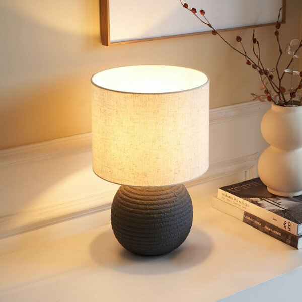 Pauleen Stolna lampa PURE BEAUTY, bijela/ugljeno siva, visina 36 cm, Bijela, Dnevni boravak/blagovaonica, Tkanina / tekstil