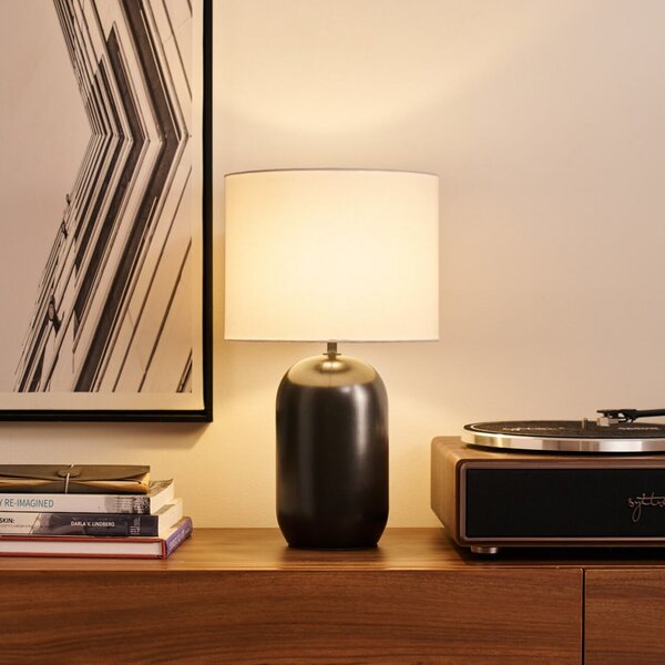 Pauleen Stolna lampa MYSTIC SHINE, bijela/crna, visina 30 cm, Bijela, Dnevni boravak/blagovaonica, Tkanina / tekstil