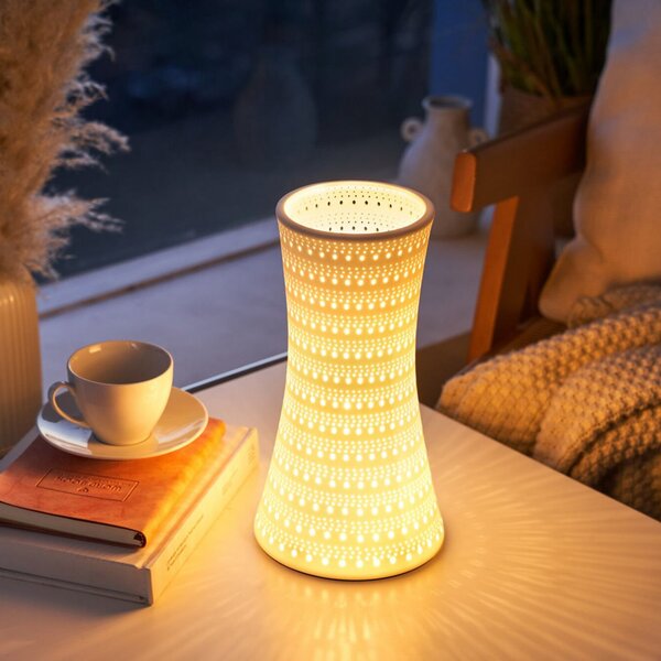 Pauleen Stolna lampa DREAMY SUNKISS, bijela, visina 29 cm, porculan, Bijela, Dnevni boravak/blagovaonica, Keramika