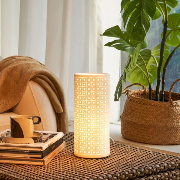 Pauleen Stolna lampa PURE SUNKISS, bijela, visina 27 cm, porculan, Bijela, Dnevni boravak/blagovaonica, Keramika