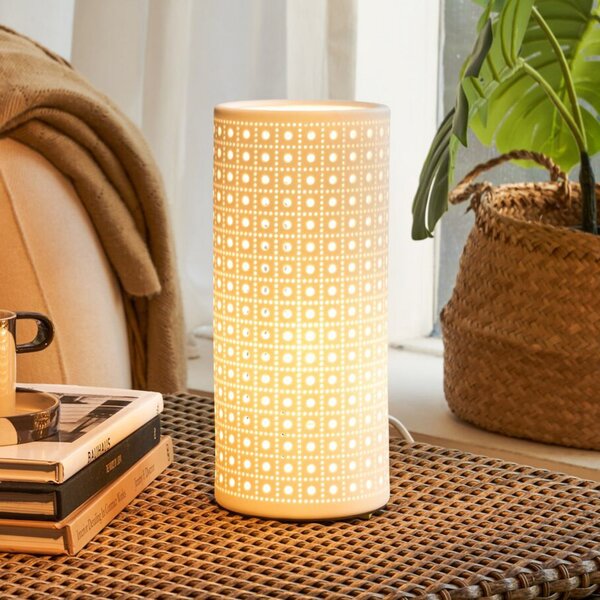 Pauleen Stolna lampa PURE SUNKISS, bijela, visina 27 cm, porculan, Bijela, Dnevni boravak/blagovaonica, Keramika