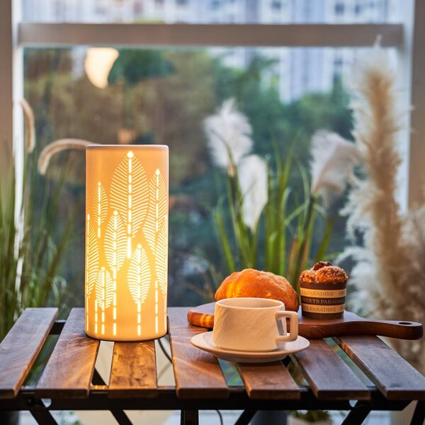Pauleen Stolna lampa WARM SUNKISS, bijela, visina 27 cm, porculan, Bijela, Dnevni boravak/blagovaonica, Keramika