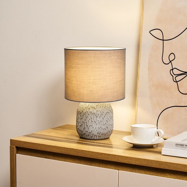 Pauleen PLAYFUL GLIMMER stolna lampa, bež, visina 35 cm, Smeđa / hrđa, Dnevni boravak/blagovaonica, Tkanina / tekstil