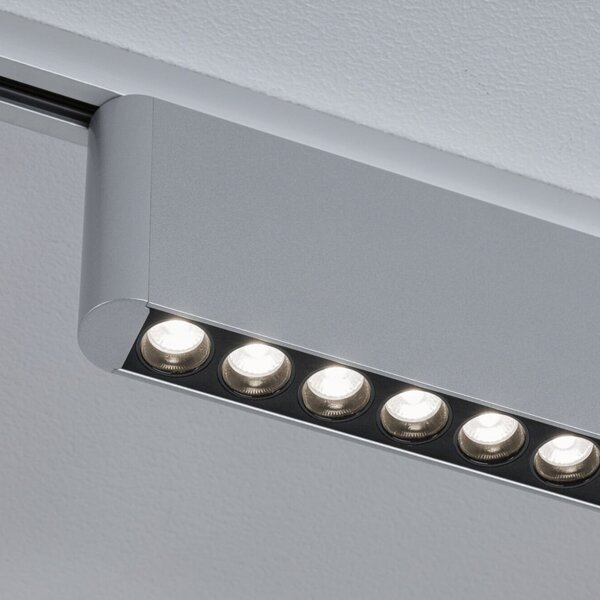 Paulmann URail LED tračni reflektor Zelos, krom, 4.000 K, 37 cm, prigušiva, Metalik, Dnevni boravak/blagovaonica, Aluminij