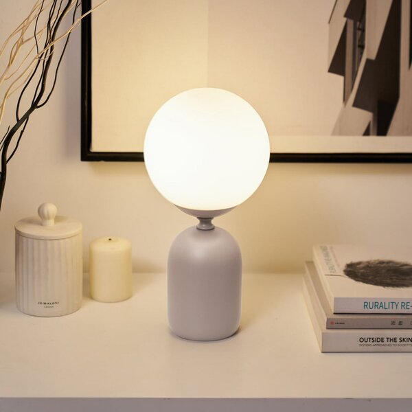 Pauleen Stolna lampa GLOWING CHARM, siva, 30 cm, keramika/staklo, Sivo, Dnevni boravak/blagovaonica, Staklo, Metak