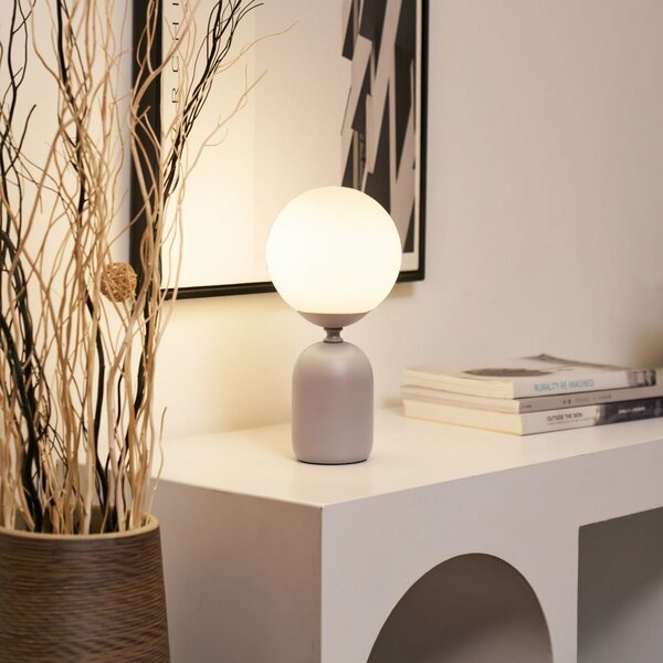 Pauleen Stolna lampa GLOWING CHARM, siva, 30 cm, keramika/staklo, Sivo, Dnevni boravak/blagovaonica, Staklo, Metak