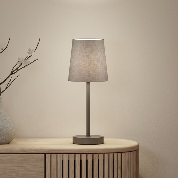 Paulmann Stolna lampa Stellan II, siva, visina 40 cm, tkanina, Sivo, Dnevni boravak/blagovaonica, Tkanina / tekstil