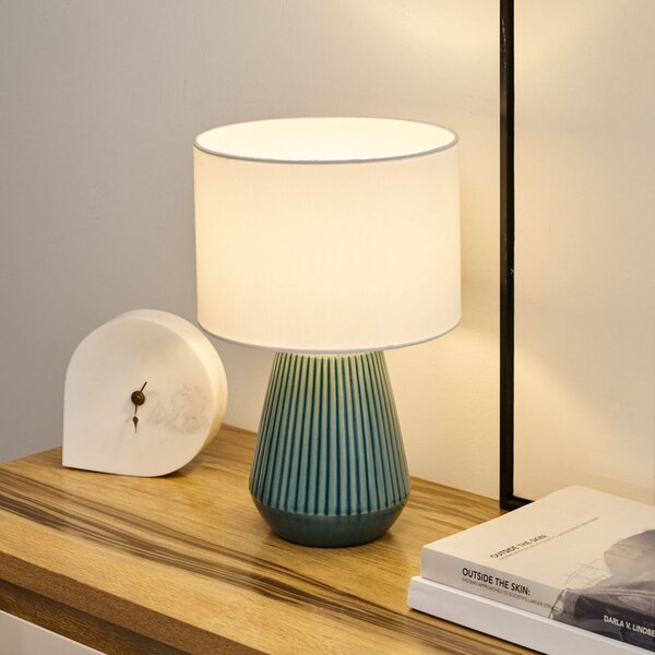 Pauleen LOVE IT CLASSY stolna lampa, bijela/zelena, visina 36 cm, Bijela, Dnevni boravak/blagovaonica, Tkanina / tekstil