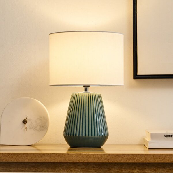 Pauleen LOVE IT CLASSY stolna lampa, bijela/zelena, visina 36 cm, Bijela, Dnevni boravak/blagovaonica, Tkanina / tekstil