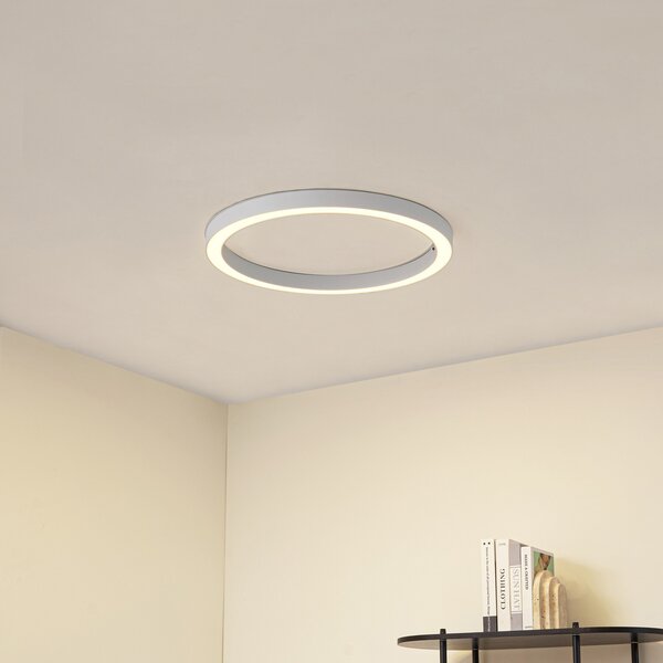 Lucande LED stropna svjetiljka Neor, bijela, Ø 60 cm, CCT, prigušljiva, prigušiva, Bijela, Područje hodnika, Metal