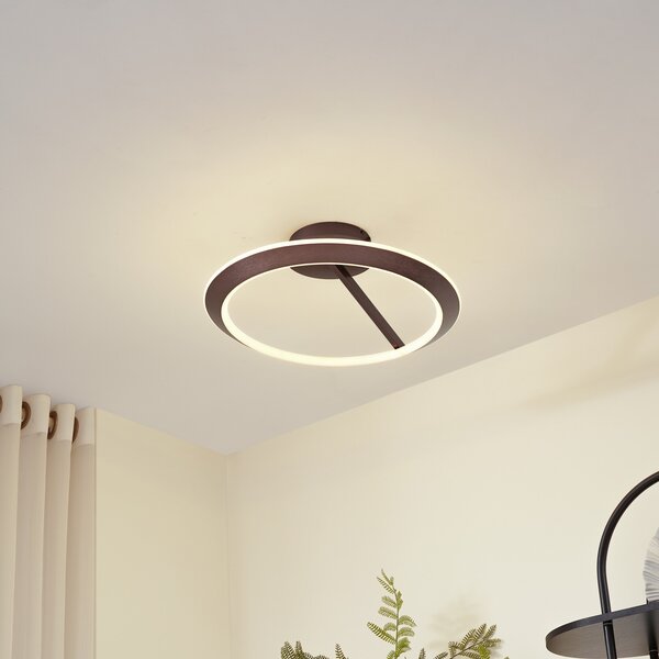 Lucande LED stropna svjetiljka Eldra, smeđa boja kave, Ø 55 cm, CCT, prigušiva, Smeđa / hrđa, Dnevni boravak/blagovaonica, Metal