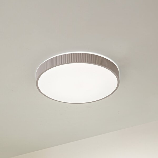 Lindby Zylo LED stropna svjetiljka, taupe, Ø49 cm, CCT prigušivo, prigušiva, Bež, Dnevni boravak/blagovaonica, Plastika
