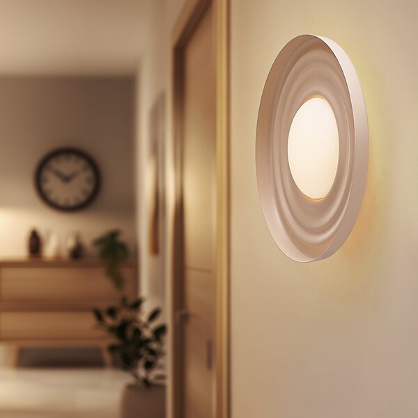 Lindby LED zidna svjetiljka Waves, bež, Ø 43 cm, metal, Bež, Dnevni boravak/blagovaonica, Metal