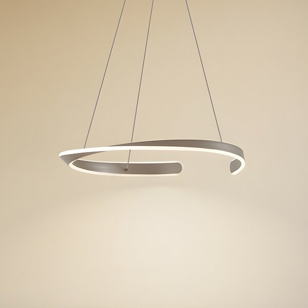 Lucande LED viseća svjetiljka Eloura, srebrna, Ø58 cm, metal, CCT, Metalik, Dnevni boravak/blagovaonica, Metal