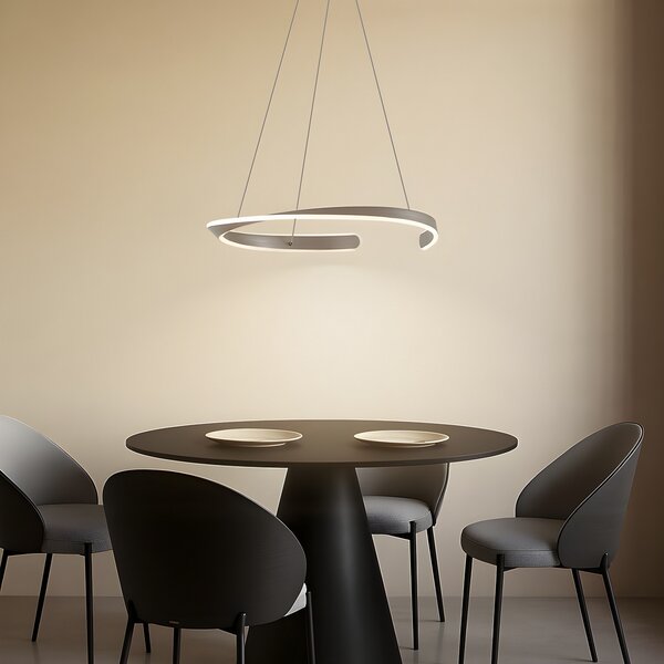 Lucande LED viseća svjetiljka Eloura, srebrna, Ø58 cm, metal, CCT, Metalik, Dnevni boravak/blagovaonica, Metal
