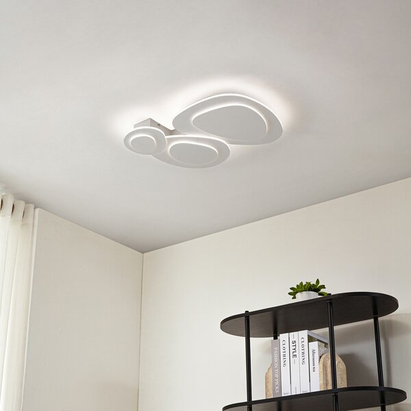 Lindby Delar LED stropna svjetiljka, 60 x cm, CCT, dimabilna, prigušiva, Bijela, Dnevni boravak/blagovaonica, Plastika