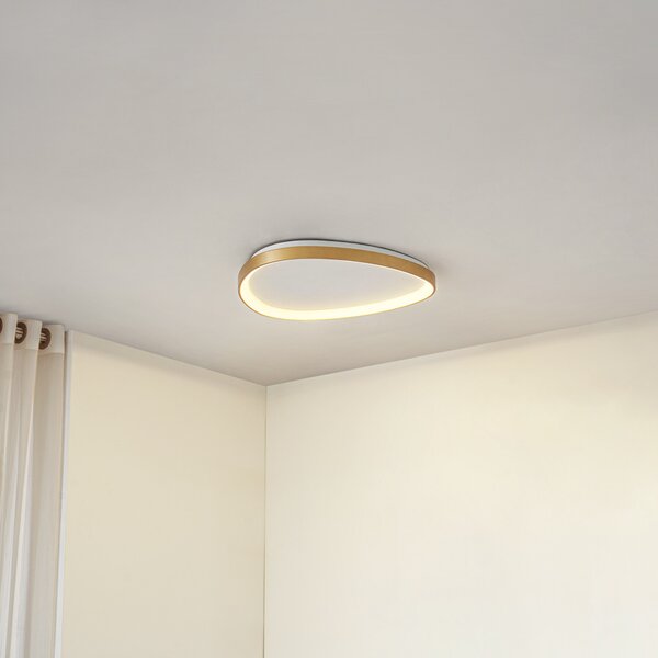 Lucande LED stropna svjetiljka Asken, 61 cm, zlatna, CCT, prigušljiva, prigušiva, Zlato / mjed, Dnevni boravak/blagovaonica, Aluminij