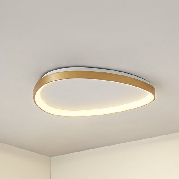 Lucande LED stropna svjetiljka Asken, 61 cm, zlatna, CCT, prigušljiva, prigušiva, Zlato / mjed, Dnevni boravak/blagovaonica, Aluminij