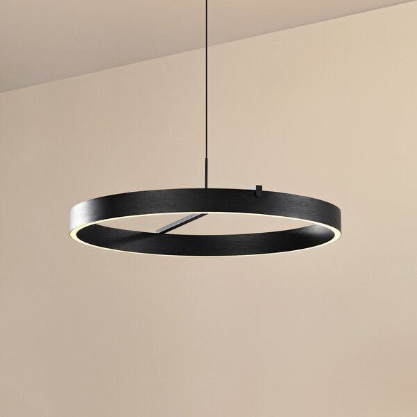 Lucande LED viseća svjetiljka Rovan, Ø 60 cm, crna, CCT, prigušljiva, prigušiva, Crno, Dnevni boravak/blagovaonica, Metal