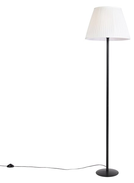 Moderna podna svjetiljka crna s bijelim nabranim sjenilom 45 cm - Simplo