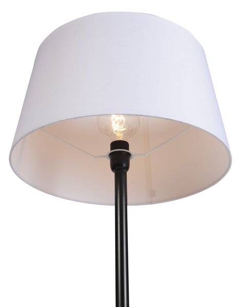 Podna lampa crna s bijelom platnenom sjenilom 45 cm - Simplo