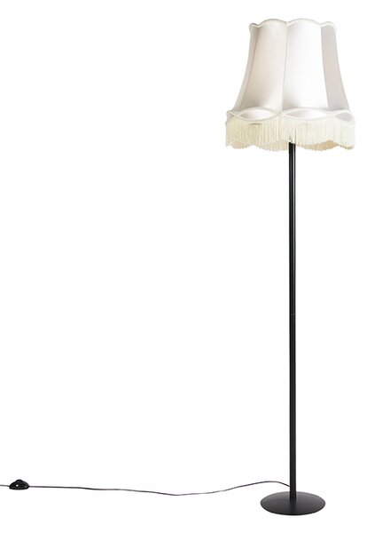 Retro podna lampa crna s abažurom u stilu bake krem 45 cm - Simplo