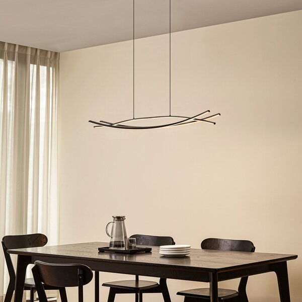 Lucande LED viseća svjetiljka Sayori, 98 cm, crna, s mogućnošću prigušivanja, prigušiva, Crno, Dnevni boravak/blagovaonica, Metal