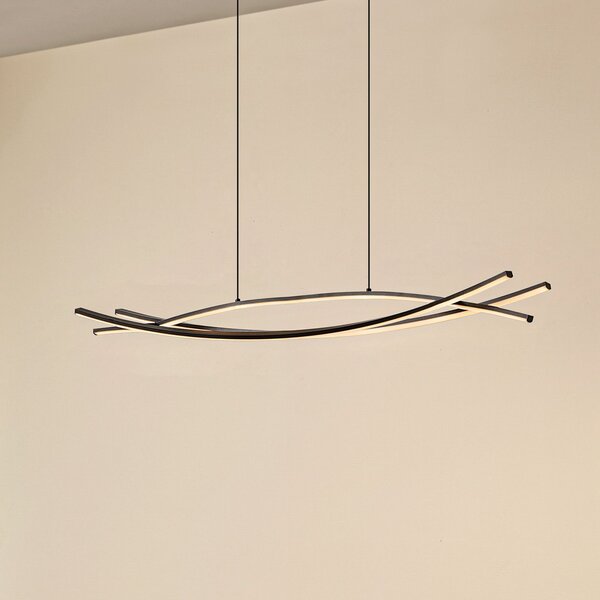 Lucande LED viseća svjetiljka Sayori, 98 cm, crna, s mogućnošću prigušivanja, prigušiva, Crno, Dnevni boravak/blagovaonica, Metal