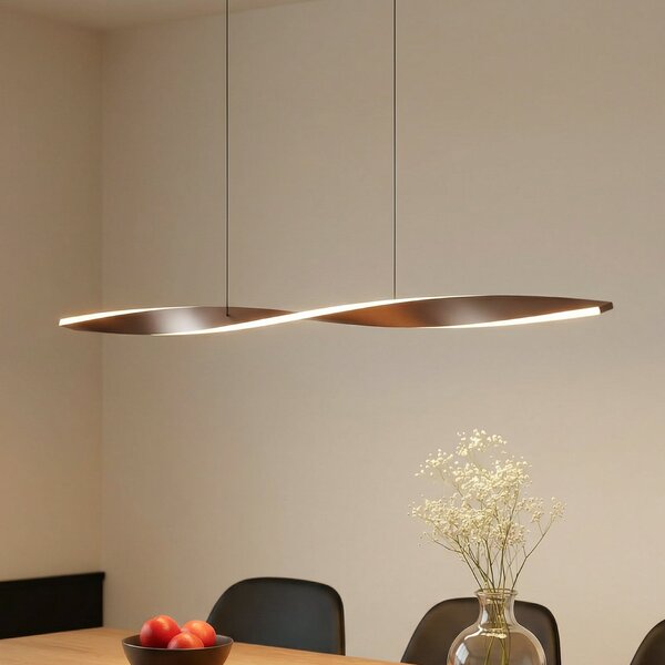 Lindby LED viseća svjetiljka Jaren, crno/smeđa, 100 cm, CCT, Smeđa / hrđa, Dnevni boravak/blagovaonica, Metal