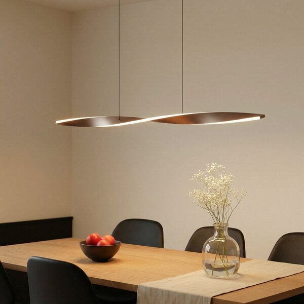 Lindby LED viseća svjetiljka Jaren, crno/smeđa, 100 cm, CCT, Smeđa / hrđa, Dnevni boravak/blagovaonica, Metal