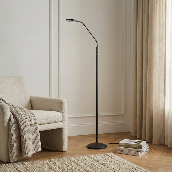 Lindby Elvyn LED punjiva podna lampa, crna, podesiva, prigušiva, Crno, Dnevni boravak/blagovaonica, Metal